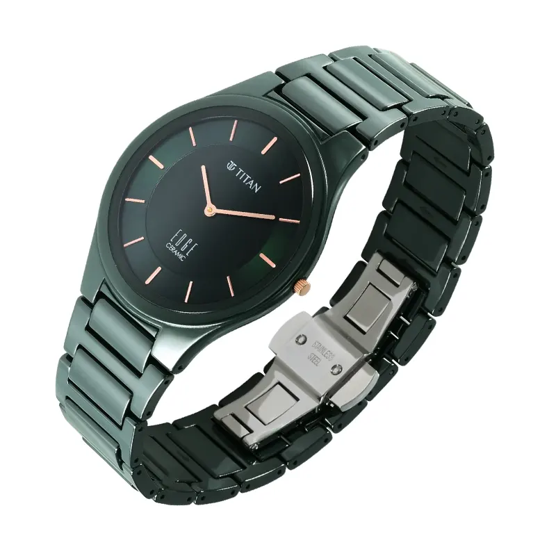 Titan Slimmest Ceramic Green Dial Men’s Watch- 1696QC06
